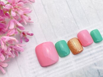 ネイルサロン&スクール ジーナ(GINA)/ピンク×グリーン