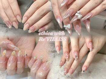 エシカ ウィズ レヴィエリス(ethica with Re’VIELISS)の写真/うるぷる・ワンホンネイルが得意♪透明感やツヤ感を大切にしたデザインで大人可愛い指先をご提案します。
