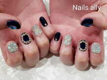 ネイルズアリー 立川店(Nails ally)/オーロラパーツ×ストーン囲み