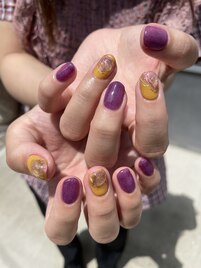 ワンカラー＋片手アート2本ずつ