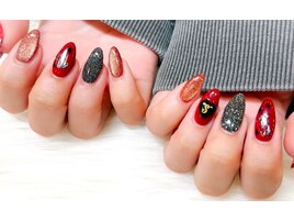 赤×黒/フラッシュネイル/派手