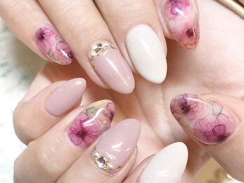 水彩フラワーネイル オーダー Pg ネイルマジック 仙台一番町店 Nail Majic のフォトギャラリー ホットペッパービューティー