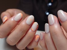 ラクネイル 浦和店(raku nail)/蛍光オレンジ×アイボリーネイル