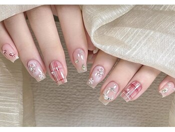 チェック雪ネイル