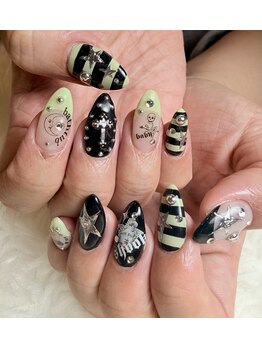 春ピスタチオロックネイル