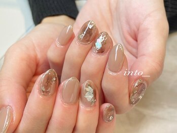 ネイルサロン イントゥ(into_)/ニュアンス　グレージュ　ミラー
