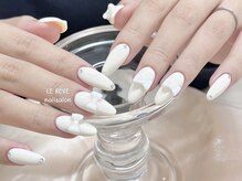 ルレーブ(LE REVE)/真白ネイル　ワンカラー　リボン