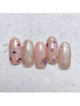 ネイルアンドまつげ リュフェール 五反田(Nail Lufaire)/ピンクおしばなネイル