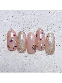 ネイルアンドまつげ リュフェール 五反田(Nail Lufaire)/ピンクおしばなネイル