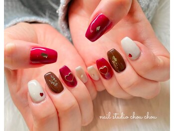 ネイルアンドアイラッシュスタジオ シュシュ(chouchou)/バレンタイン・ハートネイル