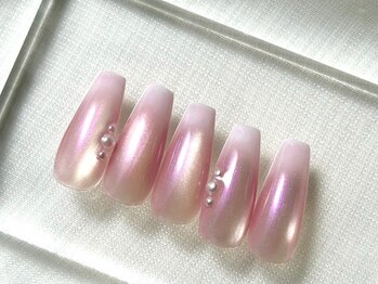 ワイミーネイル(y.mii_nail)の写真/【抜け感ちゅるんデザイン定額】SNS映え抜群◎美人度爆上げのうるちゅる水光ネイル★+でパーツ乗せも◎