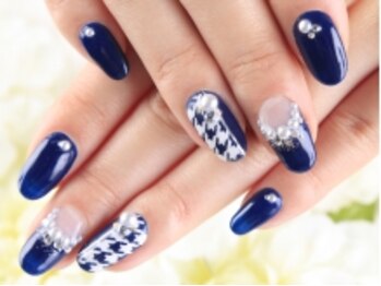 クリスタルネイル ゆめタウン筑紫野店(CRYSTAL NAIL)/華やか*千鳥柄ジェル