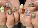 天然石、シェル、クリア、凹凸