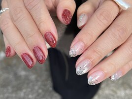 赤フラッシュラメグラネイル