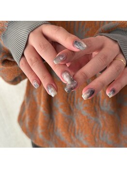 シアン(cyaan)/ネイビーニュアンスネイル