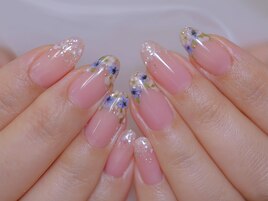 押し花フレンチ　シェルネイル