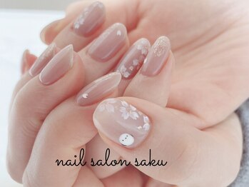 サク(saku)の写真/ネイリスト協会認定講師による繊細な手描きアートを堪能♪持込み・ロゴアート、ライブネイル等お任せ下さい