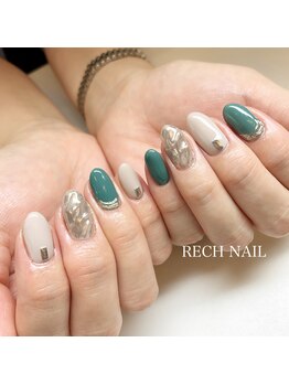 レッシュネイル サロンアンドスクール(RECH NAIL salon&school)/グリーン×シルバー