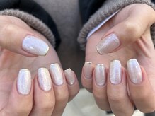 ネイルアルケー(Nail ARCHE)/ホワイトマグ×ミラーフレンチ