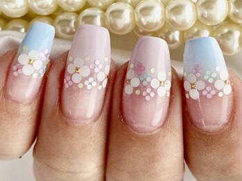 ホロ花グラデーションネイル