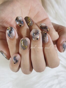 ピンクシュガーネイル(pink sugar nail)/ニュアンスネイルでキラキラに☆