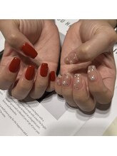 シアン(cyaan)/パールアシンメトリーネイル