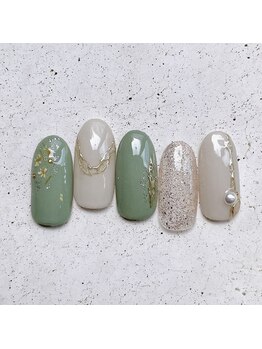 ネイルアンドまつげ リュフェール 五反田(Nail Lufaire)/ピスタチオネイル
