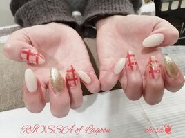 赤チェックネイル