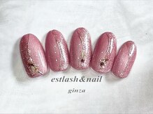 エストラッシュアンドネイル 銀座店(est lash&nail)/ピンクマグネット小花ネイル