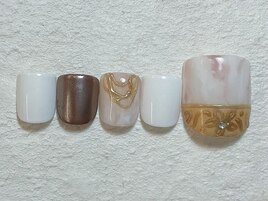 フット　ミラーネイル　大理石