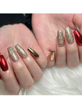 ブルー(Blue)/ミラーネイル/シンプルネイル