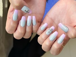 ピンク×グレー クロムパーツ