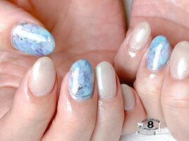 水色マーブルネイル