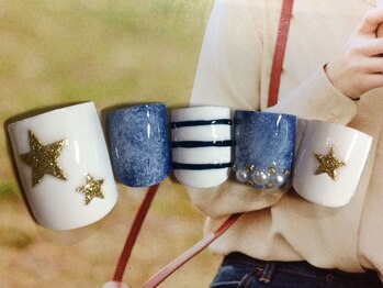 ネイルサロン リリオ(Nail Salon Ririo)/デニム×星フットネイル