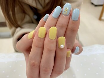 プルミエ ネイル(Premier Nail)/くすみブルー＆マスタード♪