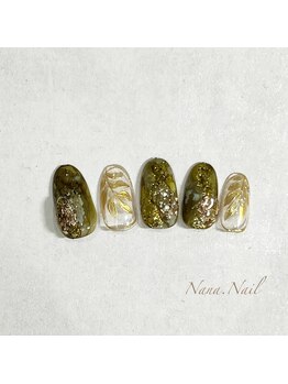 ナナネイル(Nana.Nail)/グリーン×ヴィンテージネイル