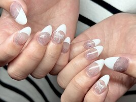 王道フレンチ×リボンネイル♪