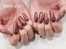 ネイルズアリー 立川店(Nails ally)/ロングスカルプ×オーロラミラー