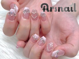 ピンクハートフレンチネイル