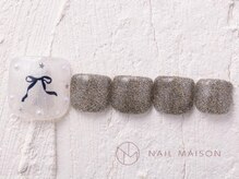 ネイルメゾン 渋谷店(NAIL MAISON)/黒リボンラメパール￥7500