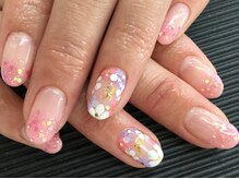 グラント(NAIL SALON&SCHOOL grant)/オーロラに煌めくホロ×フラワー