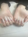 チップ長さ出しワンカラーネイル