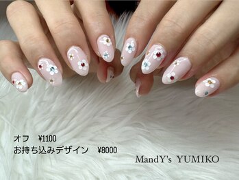 マンディーズ(MandY's)/ホロ/花/ストーン/ピンク/可愛い