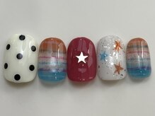 ネイルメゾン 天神店(NAIL MAISON)/個性派ボーダードット星¥8000