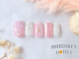 トレンドぷっくり貝殻夏ネイル