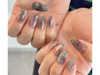 キャッツアイトーキョー 西荻窪店/うるうるオーロラの夏ネイル