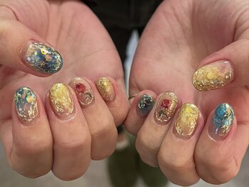 サクノネイル(SAKUNONAIL)/大理石バラネイル