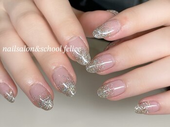 フェリーチェ(nail salon&school felice)/長さだし/スカルプ/ラメグラ
