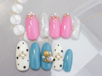 ネイルサロン ティディ(TIDY)/グリーン×ドット☆