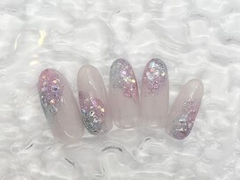 夏色バブルホログラムネイル
